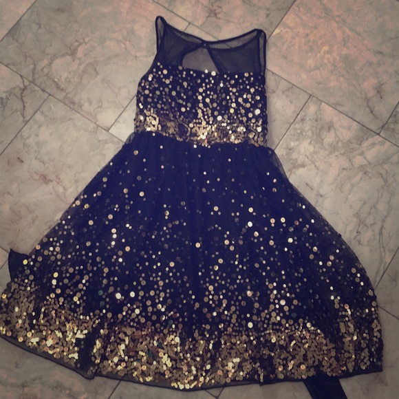 Justice Dresses & Skirts - Black and gold sequin dress from justice